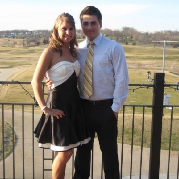 Jessica McClintock Cream/Black Strapless Dress - Picture 5 of 5